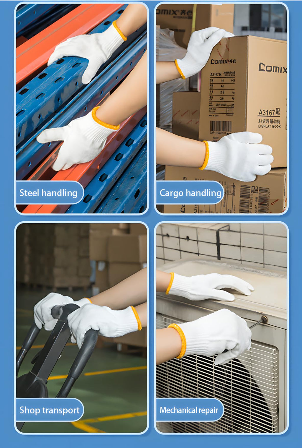 PLWJK Unisex white cotton polyester knittedsafety gloves,suitable for gardening,warehouse,cooking work-36 pairs