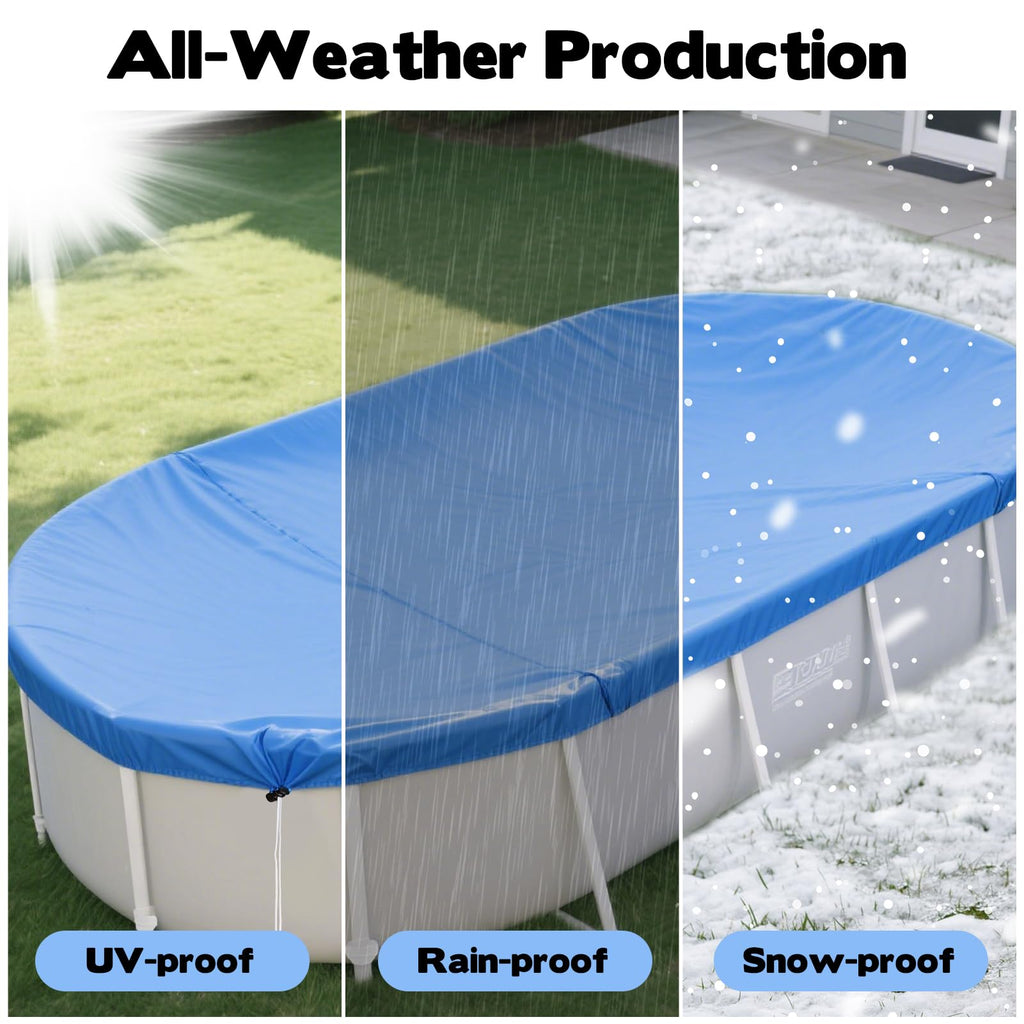 16x10 FT Oval Pool Cover for Above Ground Pools,Solar Oval Pool Cover Protector with Drawstring for Cold and UV Resistant,Dustproof -All-Weather Protection(Cover Size:19.1 x 11.2FT)