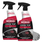 Weiman 2-Pack Cooktop Cleaning Spray & Microfiber Cloth – Cooktop & Oven Cleaner for Streak & Residue Free - Non-Abrasive Degreaser Safe for Glass & Ceramic
