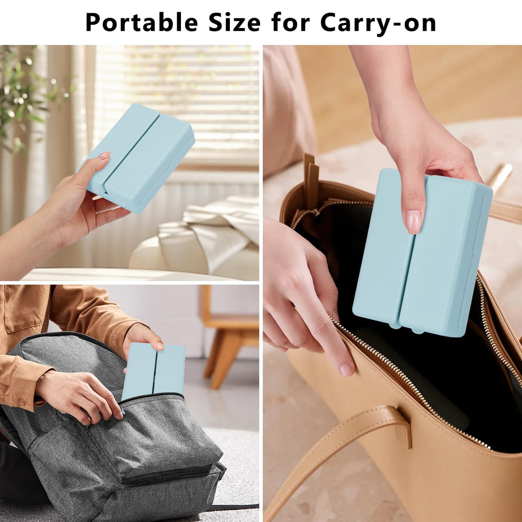 FYY 2PCS 7 Day Pill Box Organiser, Travel Pill Case, [Folding Design][Large Capacity] Portable Pill Dispenser Container for Vitamins, Cod Liver Oil, Supplements, Medication Large + Small Pink
