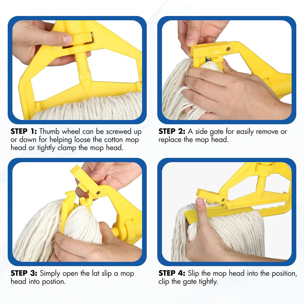 KULED Heavy Duty Industrial Mop with 2 Heads, 59" Handle for Floor Cleaning