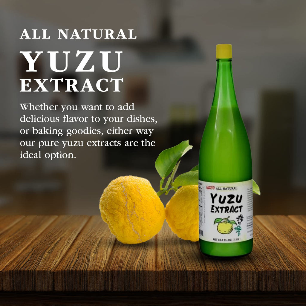Shirakiku Pure Yuzu Extract - Sweet & Tangy Japanese Citrus Juice for Baking, Drinks & Food Flavoring - 60.8 FL Oz