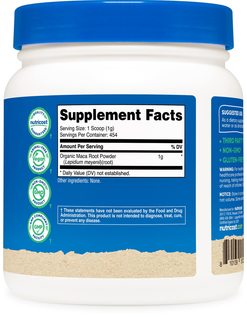 Nutricost Organic Maca Root Powder (1LB Each) (3 Pack)