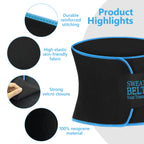 AMZBOSS Waist Trainer for Women Lower Belly Fat, Waist Sweat Band for Women, Belly Band Sweat Belt, Stomach Wrap, Faja Body Shaper (Blue, Medium)