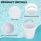 ZTTM 8 Inch Pool Skimmer Basket Compatible with Pentair 85014500 and S200/B200 Pool Skimmer Basket, Built-in Weight, Stainless Steel Handle with Rubber Grip