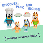 Bluey 4-Pack Toy Figure Playset, Let’s Play Chef Pavlova Toddler Figurine Toys Set with Chef Accessories, Poseable Figurines for Kids Ages 3-5