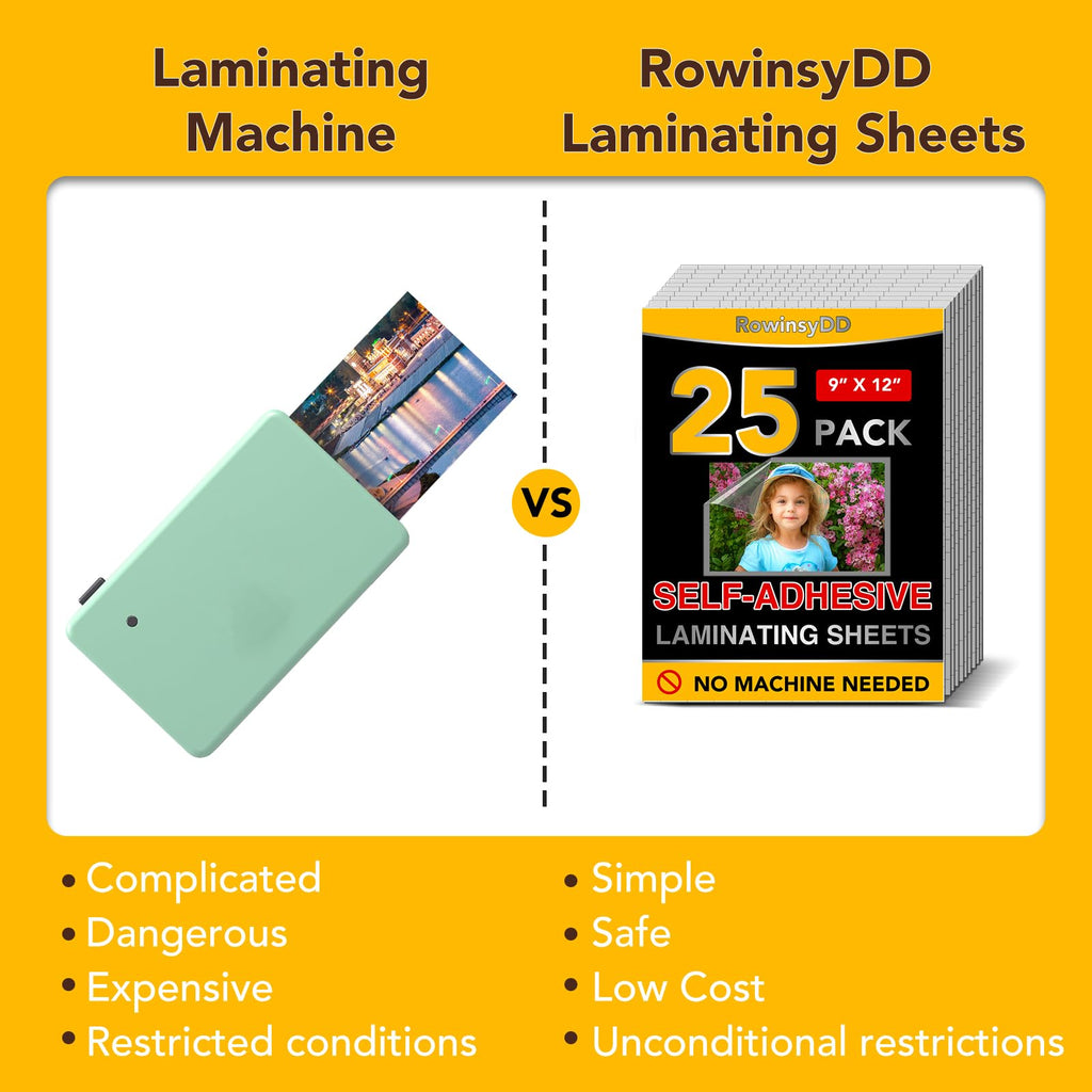 60 Pack Self Adhesive Laminating Sheets, 5.3 X 7.3 Inch, Clear Sticker Laminate Sheets Waterproof for Documents, Photos, No Machine Needed Heatless Durable
