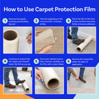TapeManBlue Carpet Protection Film 36" x 200' roll, Self Adhesive Plastic Carpet Protector Film with Clean Removal & Easy Unwind, Durable Protection Tape to Shield Your Surface from Dirt and Spills