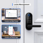 Bluetooth Fingerprint Smart Lock with Handle & Keypad – Fits Most US Doors, DIY Install, Keyless Entry: Code, FOB, Auto-Lock. Ideal for Home, Airbnb, Rental, Kids, Seniors. Alexa & Google Compatible