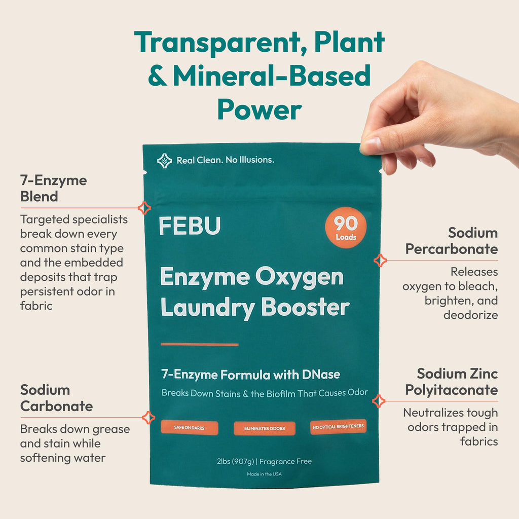 FEBU Enzyme Oxygen Laundry Booster, Fragrance Free, 2 lbs