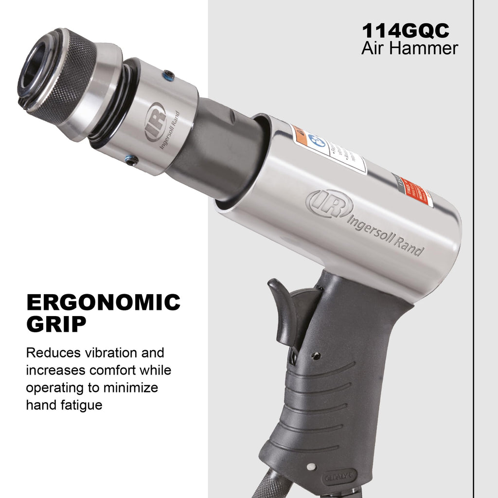 Ingersoll Rand 114GQC Quick Change Air Hammer 3-Piece Chisel Set, 3500 BPM, 2-5/8" Stroke, .401 Shank