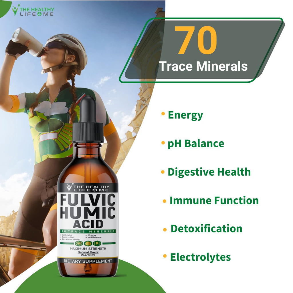 Fulvic Acid 72 + Trace Minerals | Fulvic Humic Acid | Digestion | Hydration | Keto, Dietary Supplement Drop| Energy | pH Balance | 2-Month Supply | The Healthy Life 4 ME