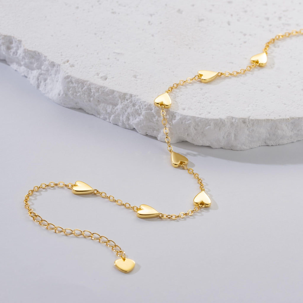 EYUMOI 14K Gold Anklets for Women Heart Ankle Bracelets for Women