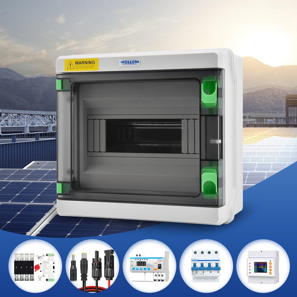 Mollom 5 Way HA Series Power Distribution Box with Bus Bars and Din Rail for Miniature Circuit Breaker MCB,Waterproof IP66,Solar Power Distribution Panel for Indoor and Outdoor Use