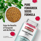 GREABBY Fenugreek Gummies 1000mg, Pure Organic Fenugreek Seeds Supplement for Breastfeeding, Healthy Lactation Support, Non-GMO (60 Vegan Gummies)
