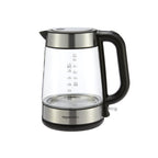 Amazon Basics Electric Kettle with Glass Carafe for Tea and Coffee, BPA-Free, Fast Boiling, Auto Shut-Off, Boil-Dry Protection, Water Level Indicator, 1.7 Liter, 1500W, Black and Silver