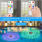Solar Powered Floating Pool Lights(4 Pack), Pool Lights That Float with Remote Control, 12 Lighting, Timing Mode, IP67 Waterproof for Inground/Above Ground Pool, Pool Party, Bathroom, Bathtub, Garden