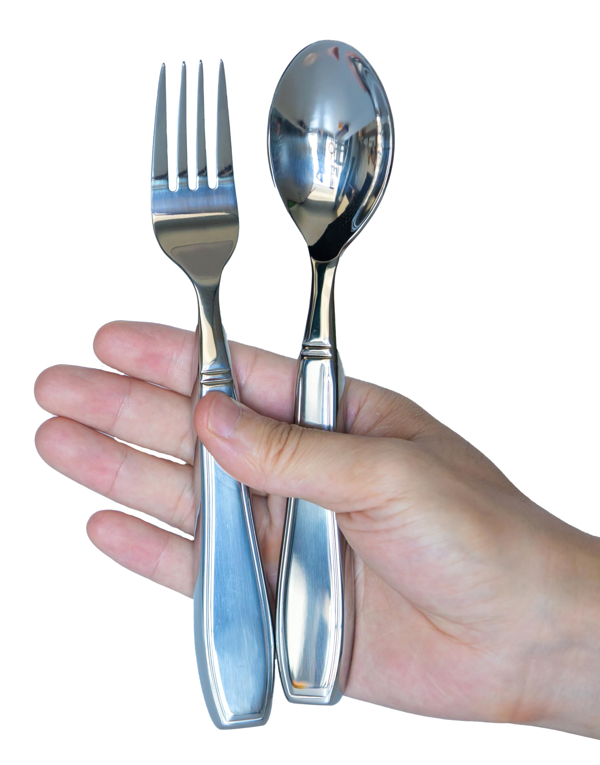 MiloZen Weighted Utensils for Hand Tremors, Adaptive flatware Stainless Steel Spoon and Fork Set for Elderly, Arthritis, Parkinson’s, Pack of 2