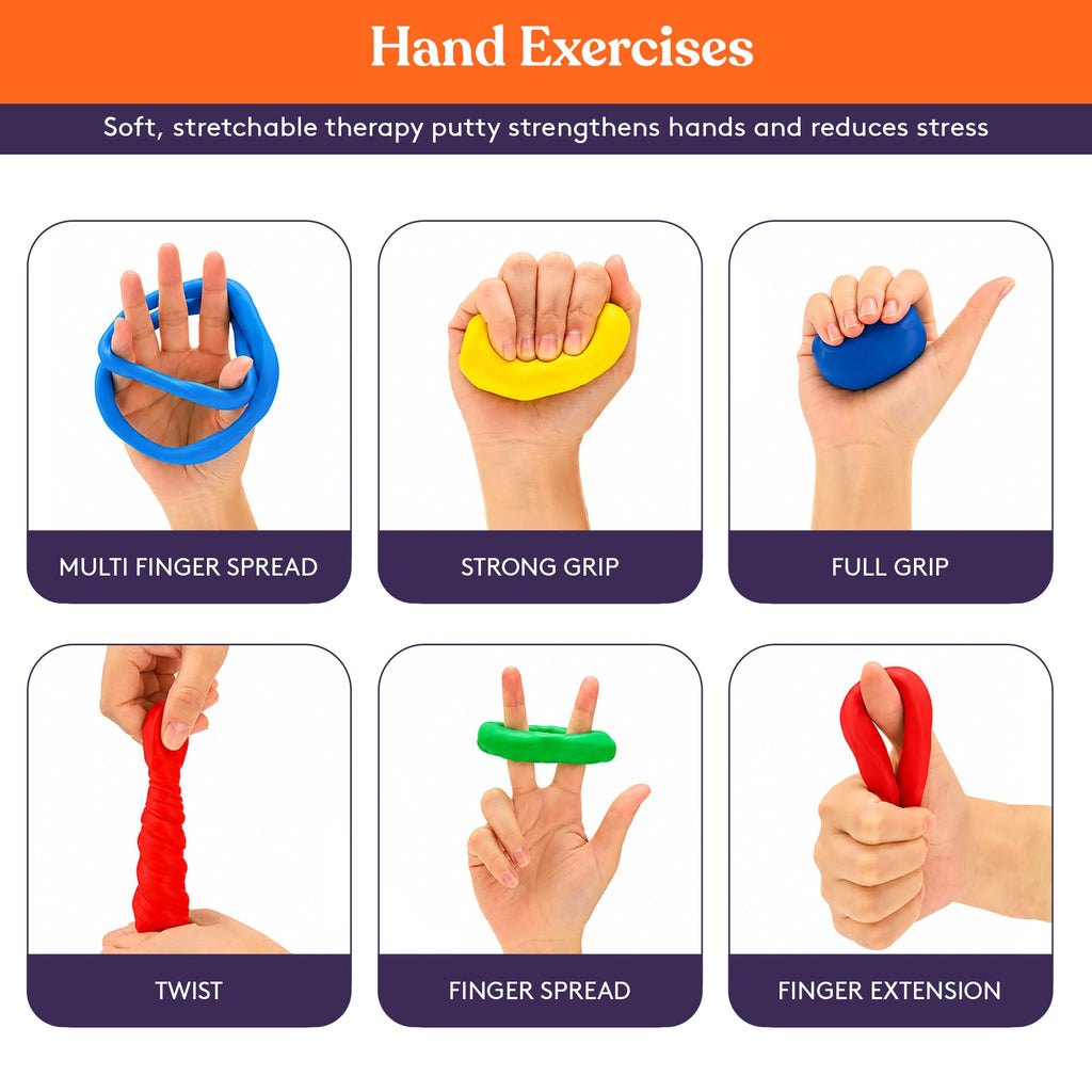 Special Supplies Therapy Putty for Teens and Adults - Resistive Hand Exercise Stress Relief Therapy Putty Kit, Set of 4 Strengths, Three Ounces of Each Putty (Primary Colors)