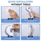 Grab Bars for Bathtubs and Showers, 12 Inch Shower Handle Strong Suction Cup Grab Bar for Shower Chair Stool, Bathroom Safety Bar for Seniors, Elderly, Handicap (2 Pack)