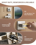 KNOBWELL 1 Pack Double Cylinder Keyed Entry Door Handle with Deadbolt, Brushed Nickel Front Door Handleset with Lock and Key