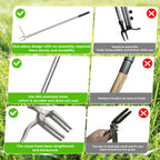 IVVIC One-Piece Stand Up Weed Puller Tool with Long Handle, 47" Assembleless Stainless Steel Garden Weeder Dandelion Root Removal Without Kneeling