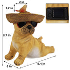 Glintoper Solar Garden Statue Dog Figurine, 8.7" Outdoor Resin Puppy Whimsical Lawn Porch Yard Art, Birthday Mothers Day Ideal Gifts, Lighted Shar Pei Ornaments for Patio Pathway Yard Decoration ﻿