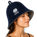 OTONANOSAUNABU Navy Sauna Hat – Japanese Design, 100% Wool Felt,Double-Layer Reversible Sauna Cap for Men & Women,Heat Protection Finnish Banya Hat