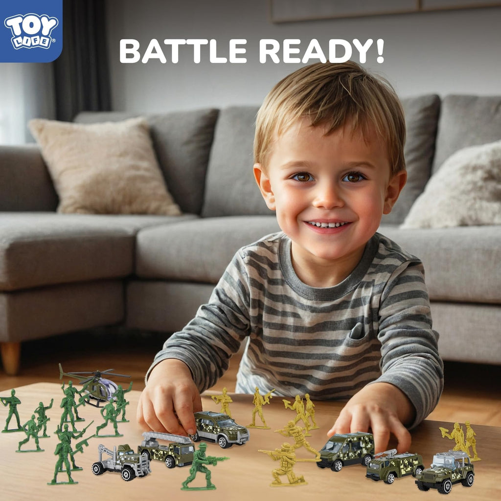 TOY Life Army Men Action Figures Toys Plastic, Toy Soldiers for Boys with Helicopter, Green Military Playset