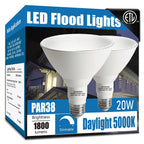 Gonhom Par38 led Flood Lights Outdoor Light Bulb,Dimmable 1800LM,20W Replace up to 200W,Outdoor Flood Light Bulbs for Backyard,Garage,Porch,Garden,2 Pack 5000K Daylight