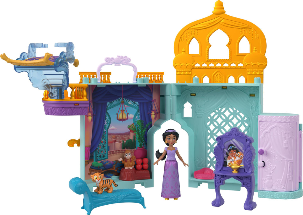 Mattel Disney Frozen Toys, Storytime Stackers Jasmine's Palace, Stackable Doll House with Small Doll, 2 Friends & 8 Pieces, Inspired by Disney's Aladdin Movie