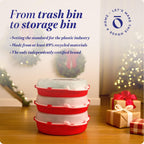HOMZ Holiday Storage 24" Clear Plastic Wreath Container, Red, 3 Pack