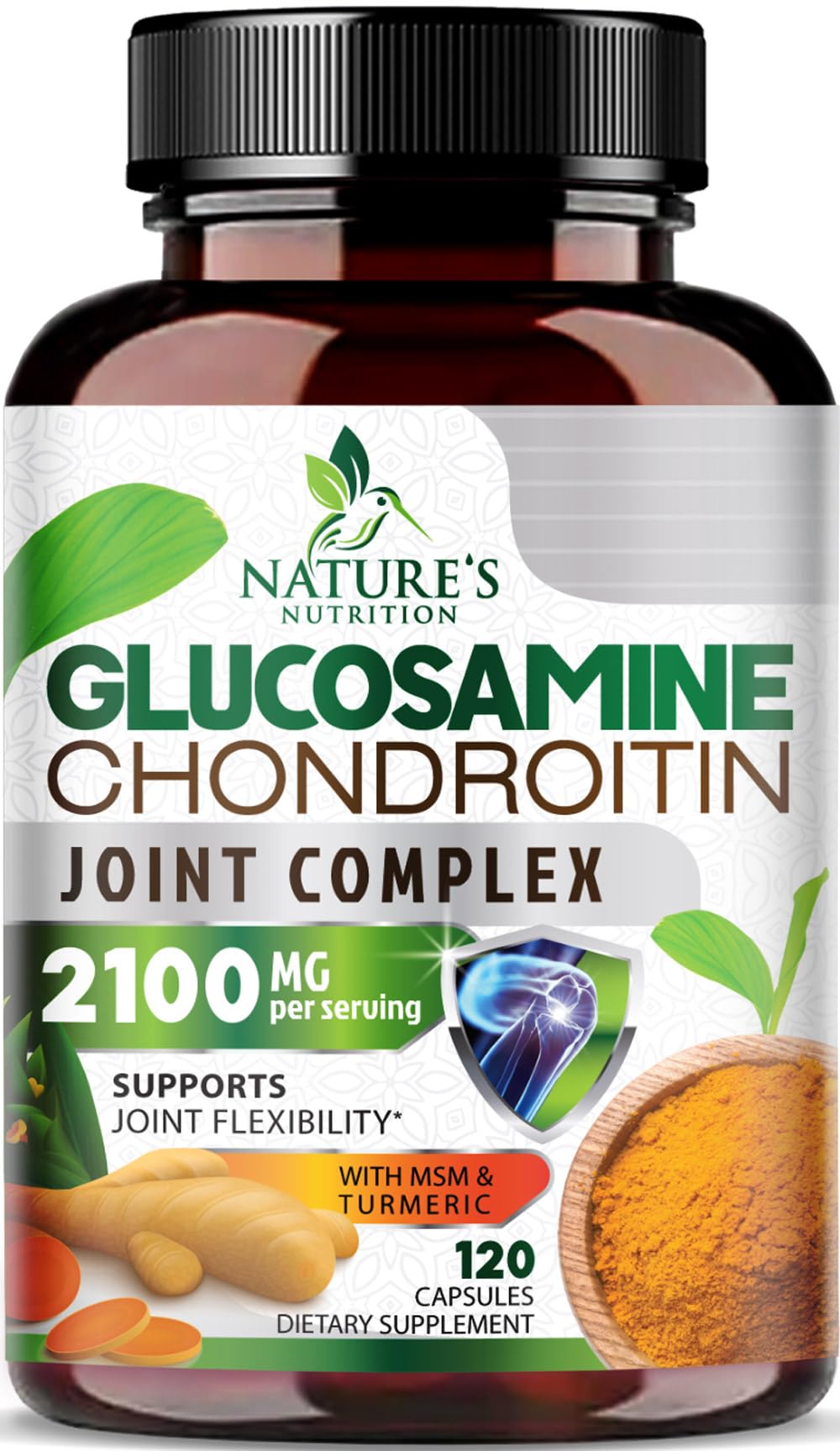 Glucosamine Chondroitin MSM - 3x Strength Joint Support Supplement for Joint Mobility & Comfort For Men and Women, Glucosamine Supplements Complex with Turmeric & Boswellia - 120 Capsules