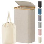 Lifewit 105L Large Laundry Basket with Lid, Removable Bags, Beige