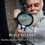 SeeZoom Magnifying Glass with Light, 3X Large Lens + 12X High Power Lens, Lighted Magnifying Glass Handheld Reading Magnifier for Seniors, Small Print, Coins & Jewelry, LED Light