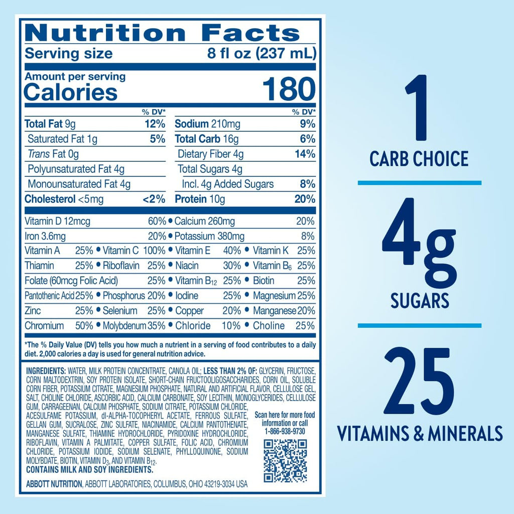 Glucerna Original Diabetes Care Shake, Homemade Vanilla, Diabetic Meal Replacement to Support Blood Sugar Management, 10g Protein, 180 Calories, Ready to Drink, 8-fl-oz Bottle, 24 Pack