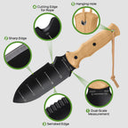Garden Tools Trowel with EDC Sheath, Gifts for Men Women Mom Dad, Gardening Tools with 7" Stainless Steel Blade, Dual-Scale Measurement, Hanging Hole, Gardening Hand Tools for Weeding Digging Planting