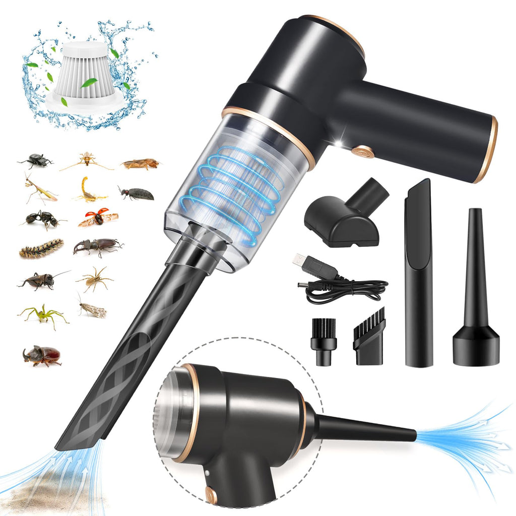 Bug Vacuum Catcher, Spider and Insect Catcher Traps, Rechargeable Bug Catcher Grabber with Brush Head & Charging Cable & Multifunctional Suction Nozzle for Stink Bug Moth Cockroach Spider Ant Black