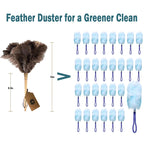 Ostrich Feather Duster for Cleaning-Furniture Dusters with Handle Ddzmz Hand Duster with Fluffy Natural Genuine Feather Reusable Household Duster, Gray and Brown(Length 16")