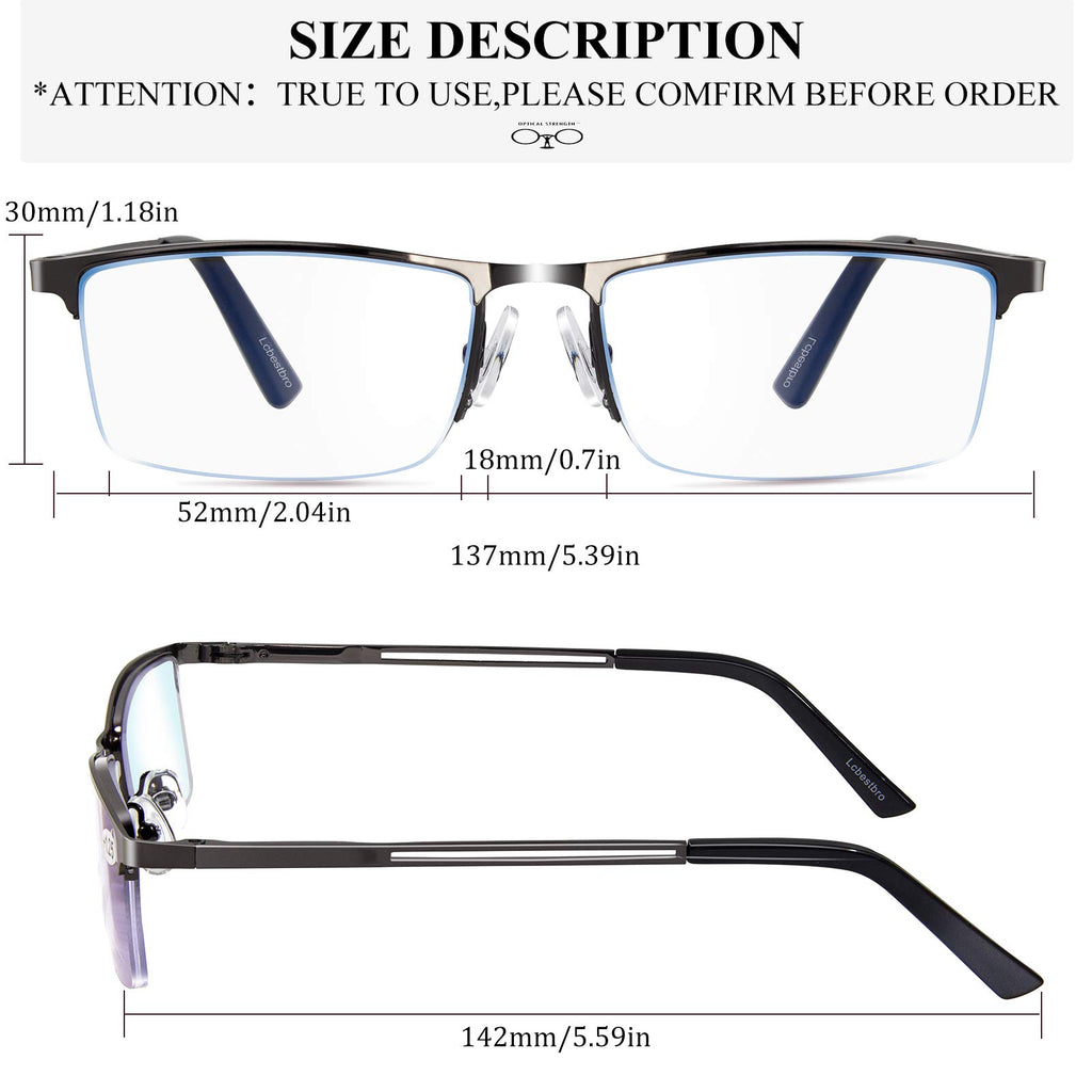 Lcbestbro Reading Glasses for Men, 1.5 Blue Light Blocking Reading Glasses Metal Readers
