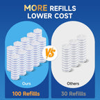 100 Count Toilet Wand Refills Compatible for Clorox, 5X Cleaning Power Toilet Bowl Cleaners & High-Density Disposable Toilet Brush Scrubber - No Falling Apart, Instant Foam Cleaning