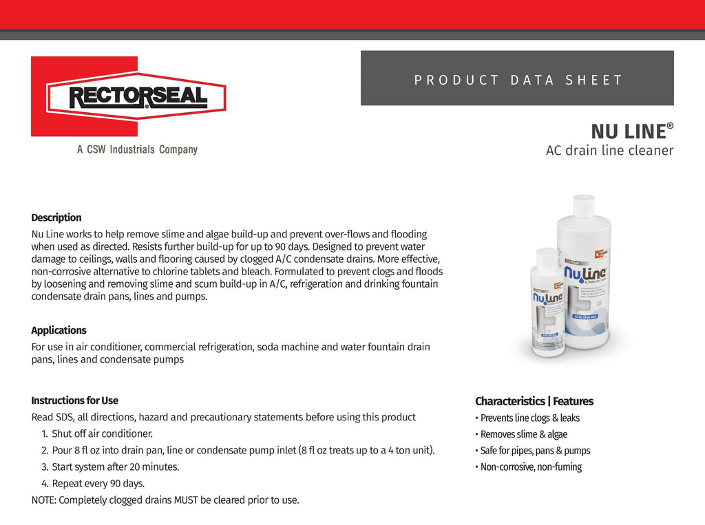 (4)-Pack NuLine HVAC Condensate Nu-Line Drain Cleaner, 8 Ounce