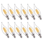 FLSNT Candelabra LED Light Bulbs, CA11 LED E12 Chandelier Light Bulbs 60W Equivalent, 2700K Soft White, 550LM, 5.5W, 90+ High CRI, AC 120V, 12 Pack, Dimmable UL,CA65 Listed.