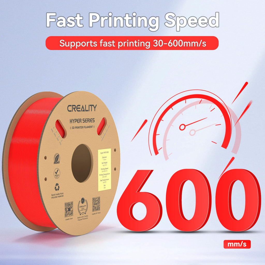 Official Creality Hyper PETG Filament 1.75mm, High Speed 600mm/s 3D Printer Filament PETG, 1kg(2.2lbs)/Spool, Dimensional Accuracy ± 0.05 mm