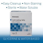McKesson Lubricating Jelly, 4 oz [72 Count] Water Based Non-Sticky Lube, Water Soluble Lubricant Gel - for Surgical, Medical, Personal – Sterile Tube, Box of 6