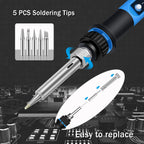 Soldering Iron Kit 60W 16-in-1 Portable LED Digital Display Adjustable Temperature (180-500℃) Electric Soldering Iron Gun Kit for Electronics Premium Welding Tools with ON/OFF Switch Sucker