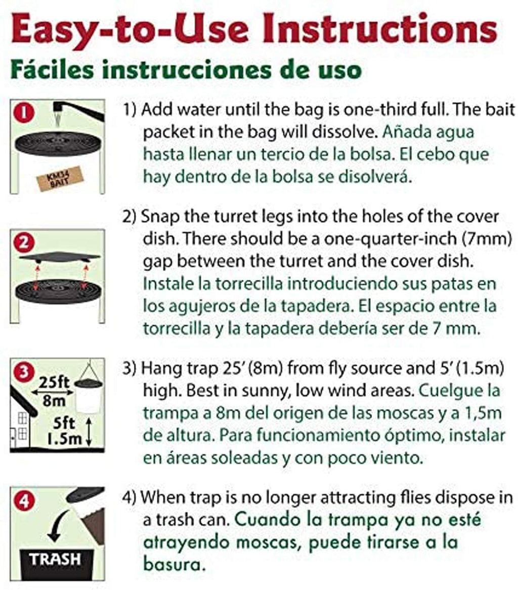 Flies Be Gone Outdoor Fly Trap - Disposable Protein-Powered Attractant Fly Catcher - Natural Attractant Trap for Patios, Ranches. Easy to Use Outdoor Traps, Helps Manage Fly Populations Outdoors