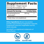 Doctor's Best Phosphatidylserine Supplement 100 mg - Phosphatidyl Serine Capsules for Men & Women, Memory & Cognitive Support for Adults, Supports Brain Health, Gluten Free, Vegan - 120 Veg Caps