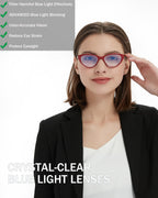 EYEURL 4-Pack Cat Eye Reading Glasses for Women- Blue Light Blocking Readers with Spring Hinges,Anti-Glare/UV Rays Reading Glasses,1.5
