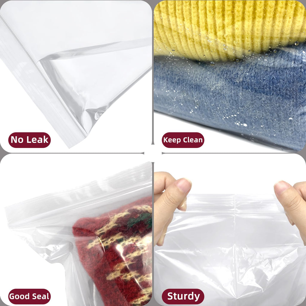 Large 5 Gallon Plastic Zipper Storage Bags, 18x24 Inches Clear Reclosable Storage Bags 20Pieces